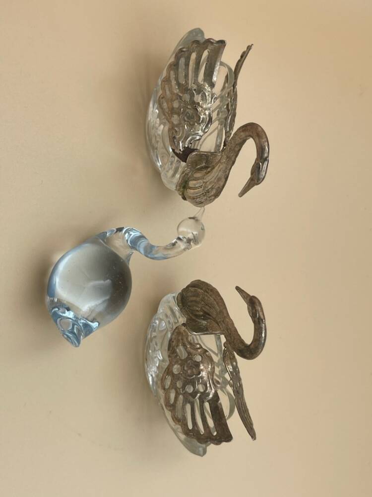 Łabędź – kryształowa figurka + Piękne kryształowe puzderko posrebrzany łabędź 2 szt. FS.26.44 - Image 2