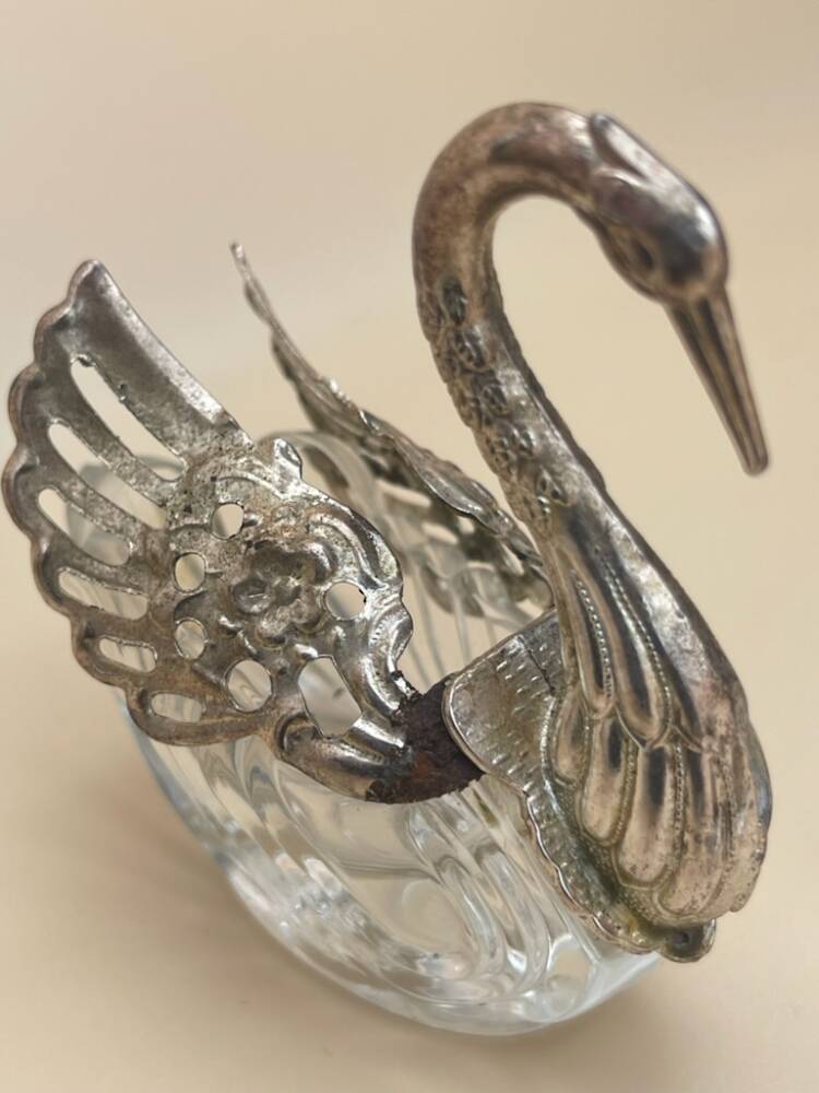 Łabędź – kryształowa figurka + Piękne kryształowe puzderko posrebrzany łabędź 2 szt. FS.26.44 - Image 5