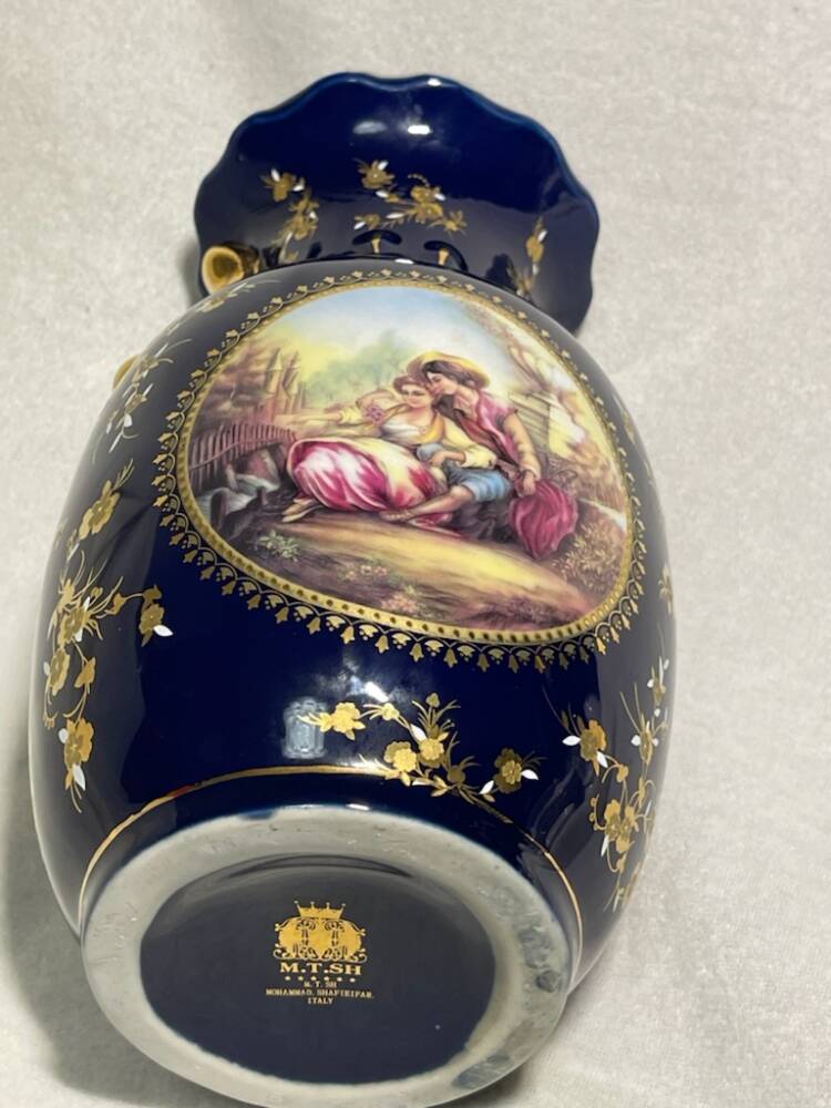 Kolekcjonerska waza - kobalt , złoto ITALY (PI.25.72) - obrazek 3
